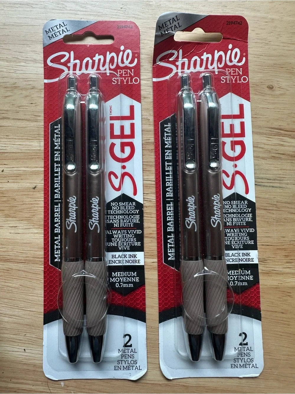 S-Gel Black Gel Pens - 2 Packs of 2 pens (color gun metal Barrel)